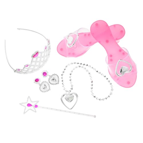 WESIEVYA 1 Set Kinderkrone Set Mädchen Fee Zauberstab Prinzessin Schmuck Boutique Mädchen Prinzessin Kostüm Prinzessin Dress Up Spielzeug Prinzessin Schuhe Mädchen Rollenspiel Zubehör Rosa von WESIEVYA