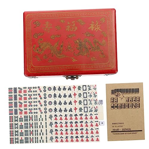 WESIEVYA Chinesisches Mahjong-Set Tragbare Mahjong-Spiel-kit-Box für Unterwegs nach Hause und Zur Unterhaltung von WESIEVYA