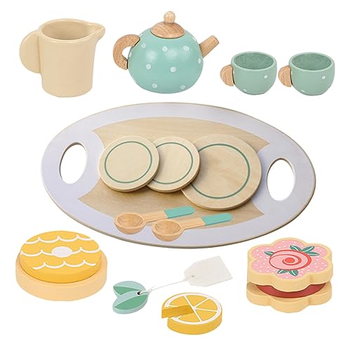 WESIEVYA 1 Set Vintage Holzspielzeug Nachmittagstee Spielset Mit Porzellan Teetassen Und Charms Rollenspielset Für Teeparty Und Kreative Spielstunden von WESIEVYA