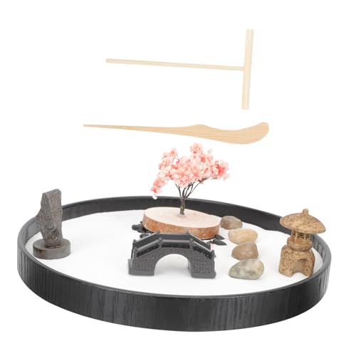 WESIEVYA 1 Set Zen Sandtisch Ornament Zen Garten Für Schreibtisch Miniatur Set Sandtisch Artware Japanisches Zubehör Sandkasten Dekor Schreibtischdekoration Retro Vintage Dekor von WESIEVYA