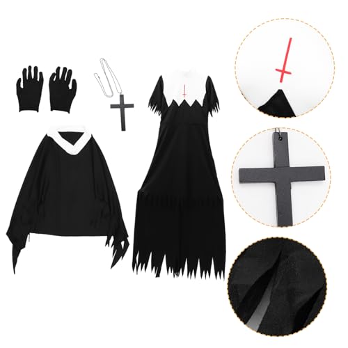 WESIEVYA 1 Stück Halloween Nonnenkostü Für Erwachsene Gruselige Kostümparty Uniform Ideal Für Karneval Fasching Und Halloween Events Design von WESIEVYA