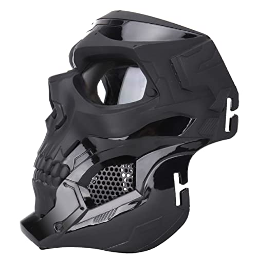 WESIEVYA 1 Stück Skelett Vollgesichtsmaske Schwarz Taktische Maske Für Halloween Cosplay Survival Spiele Und Maskerade Partys Gruselige Halloween Dekoration Für Erwachsene von WESIEVYA