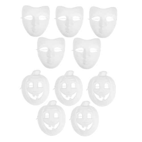 WESIEVYA 10 Stück DIY Papiermasken Zum Handmalen Zellstoffmasken Für Halloween Karneval Und Kostümpartys Dekorative Masken Für Kinder Und Erwachsene von WESIEVYA