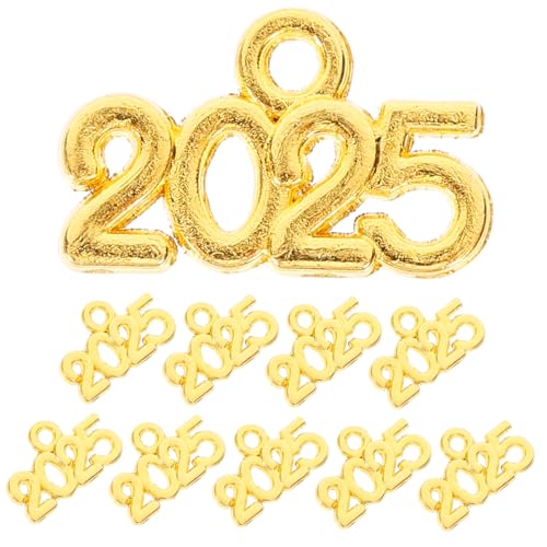 WESIEVYA 100st 2025 Anhänger Abschlusskappen Abschlussanhänger 2025 Fotoanhänger Mit Quaste Armbandanhänger Baumeln 2025-charm Zum Basteln Halskette Machen Grad Reize Zinklegierung Golden von WESIEVYA