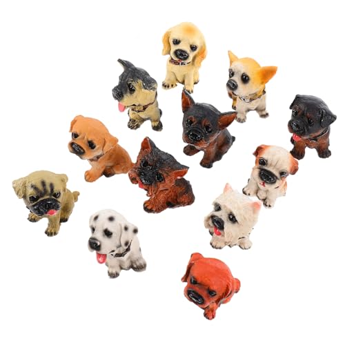 WESIEVYA 12 Künstliche Hundespielzeuge Hundeformfiguren Spielzeughundefiguren Spielset Hundefiguren Spielzeughundedekoration Welpenfiguren Spielset Welpenformfiguren Desktop von WESIEVYA