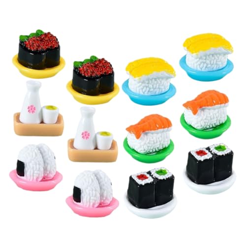 WESIEVYA 12 Stück Simulierte Japanische Sushi Desktop Aufbewahrung Lebensmittel Desktop Ornament Sushi Modell Mini Puppenhaus Lebensmittel Puppenhaus Essensmodell Mini von WESIEVYA