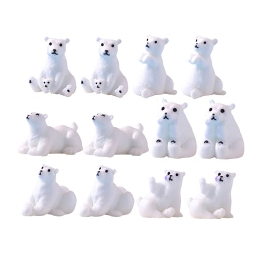 WESIEVYA 12st Mini-bär-dekore Wild Tiere Minifiguren Hundefiguren Plüsch Feenfigur Miniaturen Miniatur-bärenfiguren Kinderspielzeug Ausgestopft Tragen Babyspielzeug Weihnachtsdeko Weiß Harz von WESIEVYA