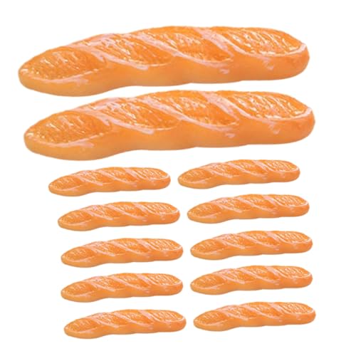 WESIEVYA 12st Nachgemachtes Langes Baguette Spielzeug Deko Praktisch Mini Hausmannskost Winziges Essen Mini-Brot Realistisch Zur Präsentation Mini-Food-Foto-Requisite Mini-Essen Orange Harz von WESIEVYA