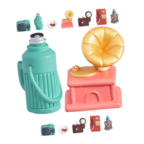 WESIEVYA 14 Teiliges Set Simuliertes Haushaltsgerät Modell Puppenmöbel Puppenhaus Mini Ornamente Retro Winzige Möbel Winzige Dinge Haushaltsgeräte Zubehör Telefon Harz von WESIEVYA