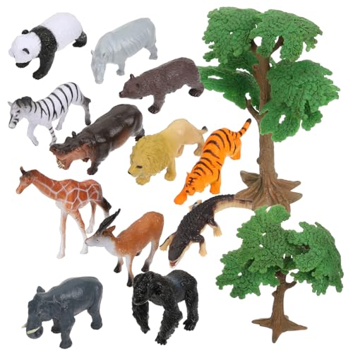 WESIEVYA 14st Sandtischverzierungen Waldtierfiguren, Spielzeug Tigerfiguren Tierspielzeug Für Kinder 3-5 Wilde Tiere Mikrolandschaftsdekor Meeresspielzeug Kleine Löwenmodelle Plastik von WESIEVYA