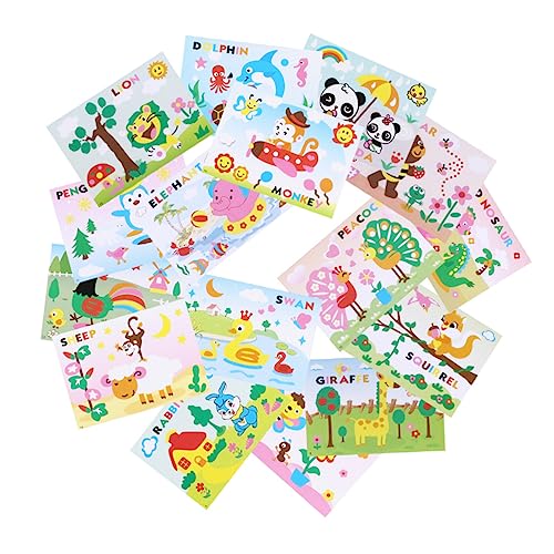 WESIEVYA 16er-Pack Bastelzubehör Für Kinder Spielzeugaufkleber Mosaik-Sticker-Kits Für Kinder Kinderfarbe Basteln Lernen Bastelbedarf Für Kinder Aufkleberkunst Für Kinder Jungenspielzeug von WESIEVYA