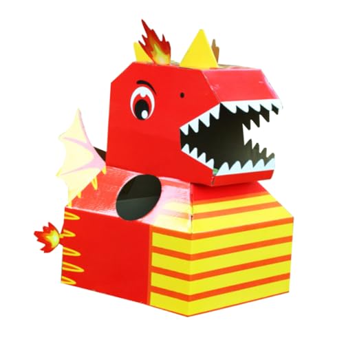 WESIEVYA 1Stk Dinosaurier-Kopf Kleidung aus Dinosaurierpapier tierische Rätsel dinosaurierkostüme für Kinder kinderkostüme Dinosaurier Spielzeug kreativer tragbarer DIY-Karton rot von WESIEVYA