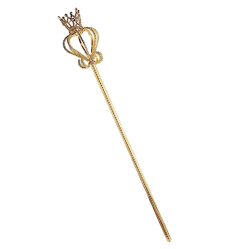 WESIEVYA 1Stk Kronen -Meilenstein-Requisiten Zepterspielzeug Chipstütenhalter für Party faschingsaccessoires Fasching Accessoires eleganter Prop-Stick Feenstab Stahl Golden von WESIEVYA