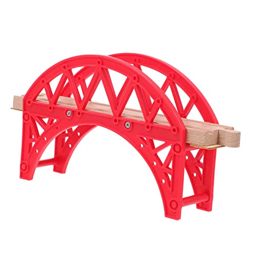 WESIEVYA 1Stk Zugszene Spielzeug Puzzle-Spielzeug Eisenbahn Spielzeug Lernspielzeug Brückenzubehörzug Kinder Zug Spielzeug kinderspielzeug Modell Bogenbrücke Cartoon-Bogenbrücke Abs rot von WESIEVYA