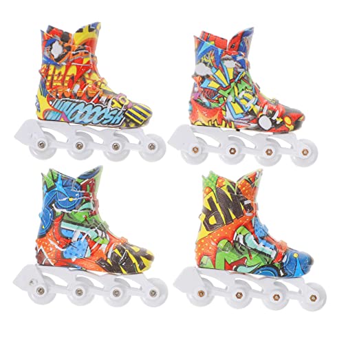 WESIEVYA 2 Paar Simulationsschlittschuh dekompressionsspielzeug dekompressions Mini Rollschuhe Miniatur-Schuhe Finger Rad Kompaktes Desktop- kleines Skate-Modell Plastik von WESIEVYA