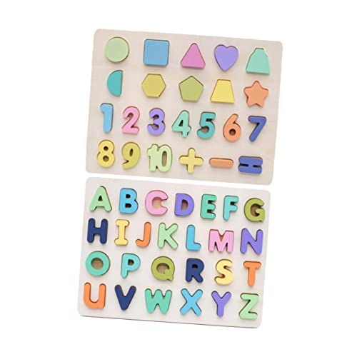 WESIEVYA 2 Sätze Alphabet-Block-Puzzle Kinder Bausteine Kreatives Rätsel Kinder Puzzle Baustein Der Früherziehung Pädagogisches Spielzeug Früherziehungsspielzeug Spielzeug Für Kinder Holz von WESIEVYA