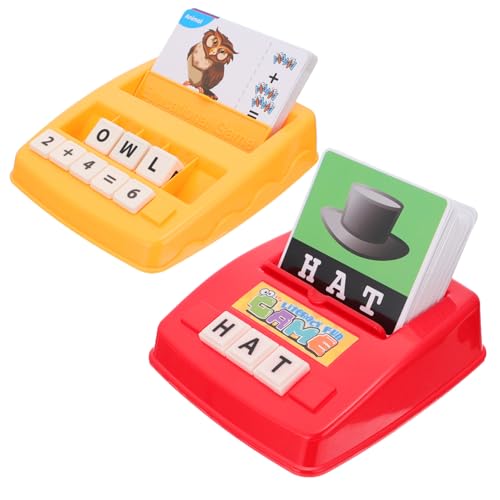 WESIEVYA 2 Sätze Gehirnspiel Kinderspielzeug Kinderspielzeug Spielkonsolen Karten Spielmaschine Buchstaben Spielzeug Englisch Wortmaschine Alphabet Karten Spielzeug Passendes von WESIEVYA