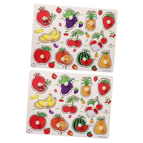 WESIEVYA 2 Sätze Greifbrett Für Obst Obst-Puzzle-Spielzeug Kinderpuzzle Lernspielzeug Spielzeug Für Lernspielzeug Für Kinder Puzzle-Brett Puzzle-Spielzeug Für Kinder Hölzern von WESIEVYA