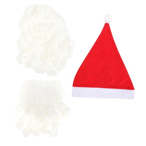 WESIEVYA 2 Sätze Santa Claus Hat Perücke Bart Santa Headdress Cosplay Kostüm Requisis Kit von WESIEVYA