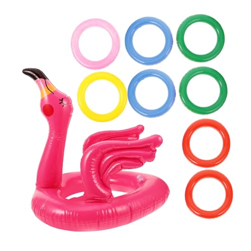 WESIEVYA 2 Sätze Zwinge Pool-ringwurfspiele Outdoor-Spielzeug Aufblasbarer Pool Krippenspielzeug Für Kinder Tropisches Aufblasbares Spielzeug Strand-Flamingo-wurf Pool-wurfspiel PVC Rosa von WESIEVYA