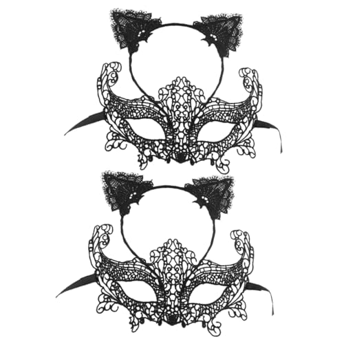 WESIEVYA 2 Stück Halbgesichtsmaske Mit Stirnband Spitzenmaske Für Halloween Kostümzubehör Für Partys Bankette Und Maskeraden Fuchs Maske Und Kopfband Set von WESIEVYA