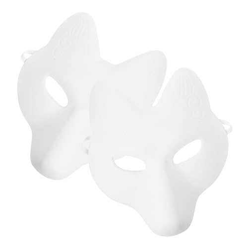 WESIEVYA Unbemalte Tiermasken 2 Stück Maske Blankomasken für Halloween Maskerademaske für Erwachsene und Jungen und Mädchen von WESIEVYA