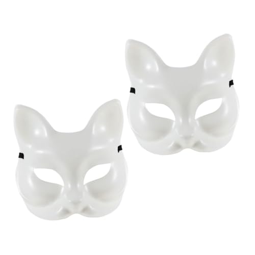 WESIEVYA Unbemalte Fuchsmasken 2 Stück Aarel-Maske für Frauen -Halloween-Maske atmungsaktives komfortables Design von WESIEVYA