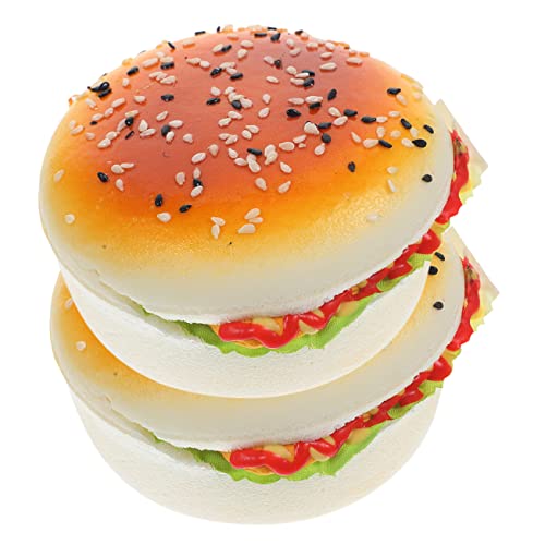 WESIEVYA 2 Stück Simuliertes Hamburger Modell, Desktop Burger Ornamente, Pu Simulationsburger, Gefälschte Lebensmitteldekore, Gefälschte Burger, Pu Burger Modelle, Lebensmittelmodelle, von WESIEVYA