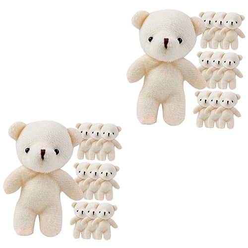 WESIEVYA 20 STK Mini-Bär Cartoon-Bär Kuscheltiere Spielzeug Bärenpuppe für Kinder 10 Mini-Stoffbären Miniatur kuschelbären Little Bear Kleiner Bär kleines Bärenspielzeug PP Baumwolle Beige von WESIEVYA