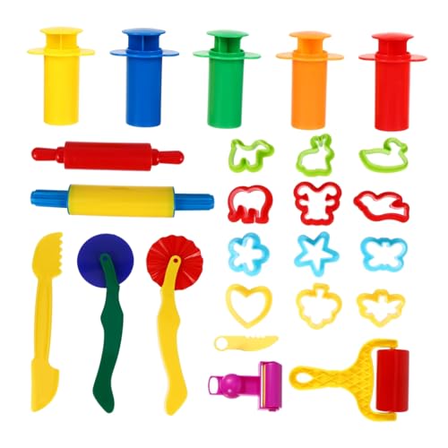 WESIEVYA 25-teiliges Set Nudelholz Werkzeug Kneteschneider Pizza-Spielzeug Kinder Plastilin-Werkzeuge Kinderspielzeug Puzzle-Spielzeug Tonwerkzeuge Für Kinder Intelligente Werkzeuge Plastik von WESIEVYA