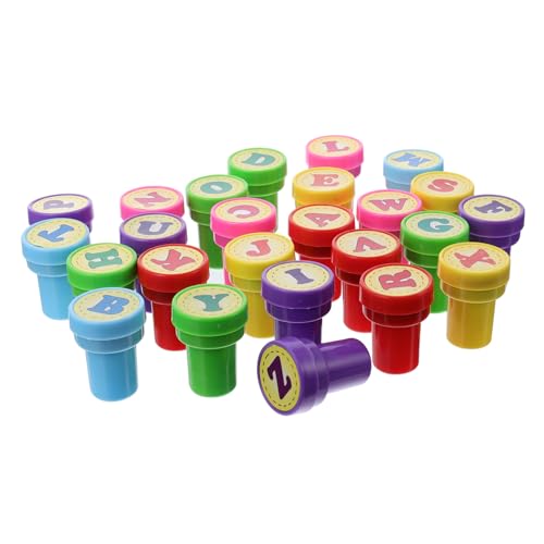 WESIEVYA 26St Kinderstempel Tinte für Kinder Kinderstampfer Spielzeug Kinder Stempel kiddostempel Kinder Briefmarken Alphabetstempel für Kinder selbstfärbende 26-Buchstaben-Stempel Plastik von WESIEVYA