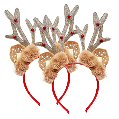 WESIEVYA 2St Kopfschmuck aus weihnachtlichem Geweih Weihnachtskostüm für Hunde Rentier-Stirnbänder weihnachts haarschmuck weihnachtshaarschmuck Haarschmuck für Weihnachten Kostüm Stirnband von WESIEVYA