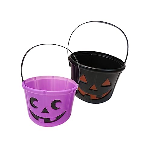 WESIEVYA 2St Kürbis Eimer Süßes oder Saures Süßigkeiteneimer Spieleimer für Kinder Halloween Kinder Party Halloween kinderparty Kindergeschenk Eimer für Halloween-Kinder Plastik Black von WESIEVYA