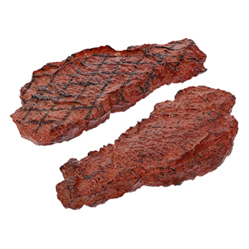 WESIEVYA 2St Steak-Modell Realistische Nachbildung gekochter Bratengerichte lebensechte Steakstütze künstlich Spielzeug für Kinder kinderspielzeug Grillfleisch gefälschtes Steak PVC Brown von WESIEVYA