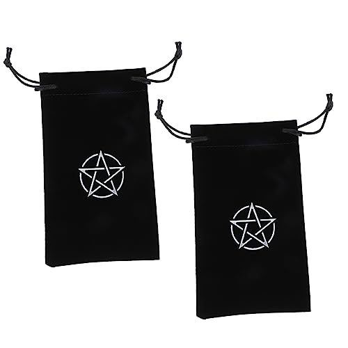 WESIEVYA 2St Tarot-Aufbewahrungstasche Tarot-Tasche Tarot-Runentasche Tarot Box Tarot Karten Aufbewahrungstasche Tarot-Organisator Pentacle-Muster-Tarot-Behälter Stoff Black von WESIEVYA