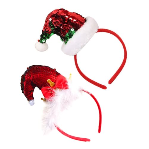 WESIEVYA 2st Nikolausmütze Stirnbänder Weihnachtshaarreifen Pailletten-hut-stirnbänder Haarschmuck Für Weihnachten Weihnachtsmütze Haarbänder Süße Weihnachtskopfbedeckungen Maskerade Stoff von WESIEVYA