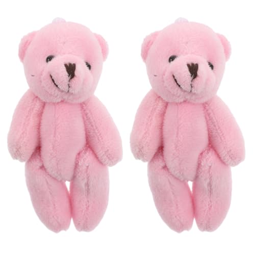 WESIEVYA 2st Puppenhauspuppe Kleiner Ausgestopfter Bär Mini-bärenpuppen Plüschbär Mini-bärenspielzeug Minibären Mini-kuscheltiere Bär Plüsch Kleine Bären Mini-Puppen Rosa Kurzer Plüsch von WESIEVYA