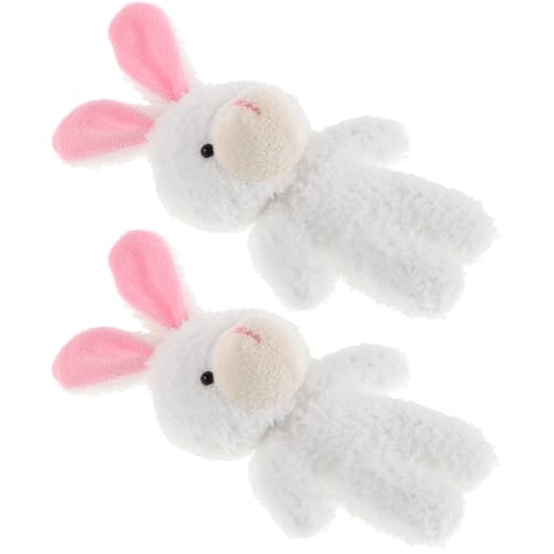 WESIEVYA 2st Puppenhauspuppe Plüschtiere Weißes Hasen-stofftier Gefüllter Hasenplüsch Beflockter Hase Geburtstags-minibär Rosa Stoffhase Minibären Aus Plüsch Kuscheltiere Kurzer Plüsch von WESIEVYA