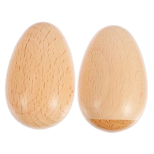 WESIEVYA 2st Sand Ei Musikinstrument Eier Maracas Shaker Für Schlaginstrumente Maracas- Eierbecher Aus Holz Eierbecher Für Babys Percussion-Musik-Ei Buche von WESIEVYA