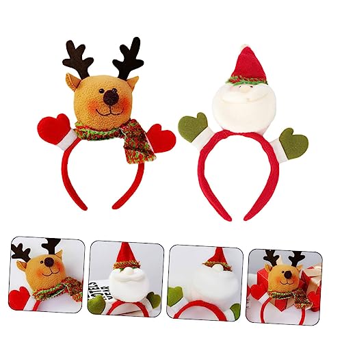 WESIEVYA 2st Weihnachtsstirnband Weihnachtsstirnbänder Rentier Kopfbedeckung Puppenstirnbänder Weihnachts-sankt-stirnband Schneemann-haarband Weihnachtshaarband Haarschmuck Für Frauen Stoff von WESIEVYA