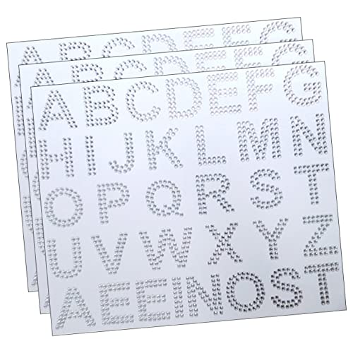 WESIEVYA 3 Blätter Strass-Aufkleber Schmucksteine gems glitzerklebebilder Aufbügler Rhinestones klarer Alphabet-Aufkleber DIY-Versorgung Buchstaben auf Aufkleber Bling Aufkleber Acryl Weiß von WESIEVYA