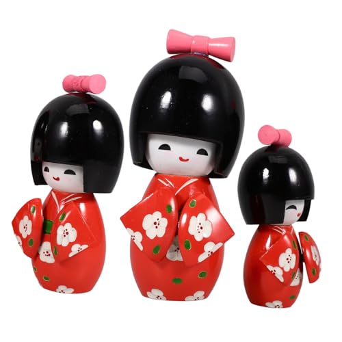 WESIEVYA 3 Stück Kimono Holzpuppe Tisch Kimono Puppen Ornament Desktop Dekoration Bezaubernde Kimono Mädchen Puppen Ornament Innen Kimono Japanische Kimonos von WESIEVYA