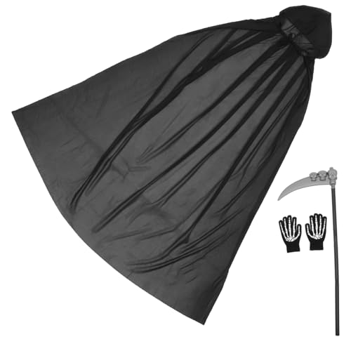 WESIEVYA 1 Set Erwachsene Halloween Cape Handschuhe Tod Kostüm Set Party Cosplay Prop Dekorative Cape für Rolle-Spielen von WESIEVYA