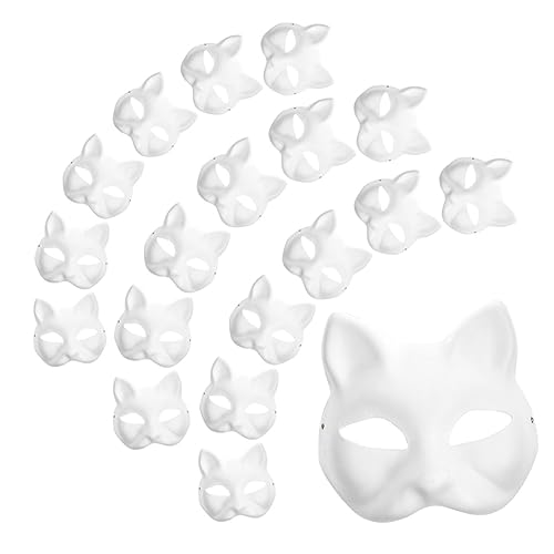 WESIEVYA 30 Stück Katzenmasken Blanko Unbemalte Maskerade Masken Für Kostüm Und Cosplay DIY Maske Für Halloween Karneval Und Partys Ideal Kreative Bastelideen von WESIEVYA