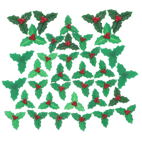 WESIEVYA 30st Weihnachtsmikrolandschaft Weihnachtsstechpalmenbeerzweige Weihnachtsgirlande Blätter Girlande Weihnachtsvasenfüller Weihnachtsbäume Dekoration Holly Pflückt Stängel Harz von WESIEVYA