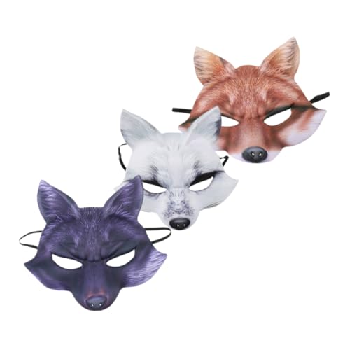 WESIEVYA 3St Halloween-Fuchsmaske Maskerademasken Maskerade Fuchs Cosplay-Maskenornament Halloween-Katzenkostüm Dekorative Maske halloween costume halloween kleidung Eva-Maske Kostüm Maske von WESIEVYA