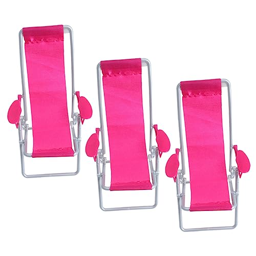 WESIEVYA 3St Mini-Strandkorb Miniaturstuhl Strandkuchen klappbare Stühle klappbare strandstühle Faltbarer strandstuhl liegestuhl Liegestühle Mini-Lounge-Sessel Mini-Klappstühle Abs Rosy von WESIEVYA