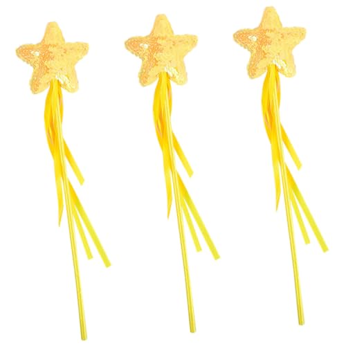 WESIEVYA 3St Zauberstab heeloween Fairy Wand Flashes Toys Kinder Spielzeug das Blitzkostüm Adukt-Spielzeug Babyspielzeug Exquisite Feenstäbe Bühnen-Performance-Requisite Stoff Yellow von WESIEVYA