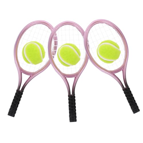 WESIEVYA 3er Set Miniatur Tennisracket Mit Mini Tennisbällen Dekorative Tennisracket Modelle Für Fotografie Und Sammlungen Ideal Als Fotografie Requisiten Und Ornamente Pink von WESIEVYA