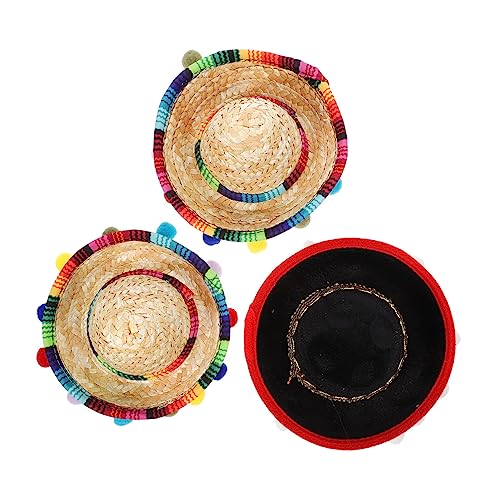 WESIEVYA 3st Sombrero-kopfbedeckung Mexikanisches Strohhut-stirnband Mini Mexikanische Sombrero-partyhüte Mexikanisches Partyzubehör Fiesta-sombrero-stirnbänder Partyhüte Für Kinder Hölzern von WESIEVYA